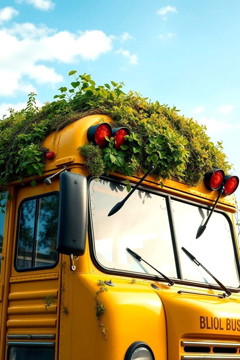 Green Roof Insulation Enhancements in a Bus - 24 School Bus Greenhouse Ideas