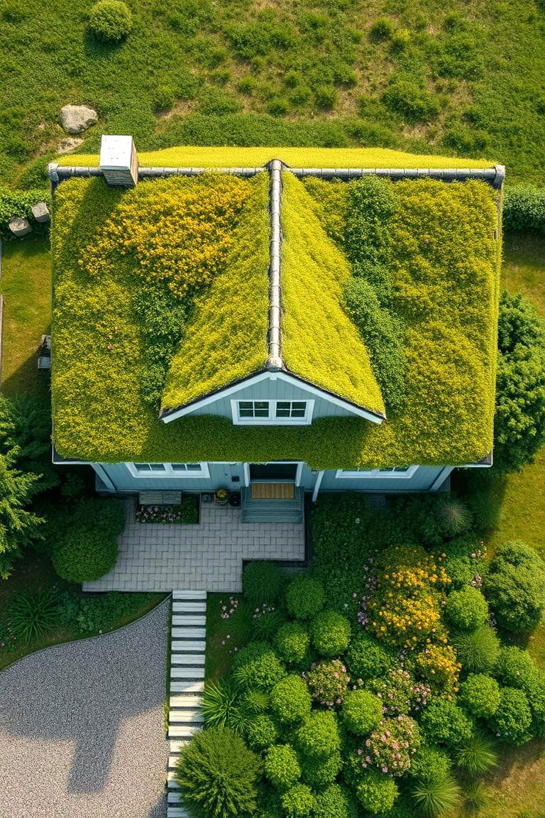 Green Roof with Wildflowers - 24 Scandinavian House Exterior Ideas