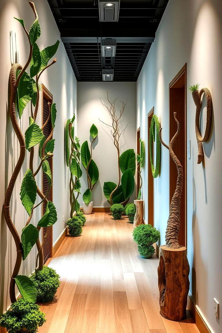 Green Sculptural Decor - 24 Green Hallway Ideas