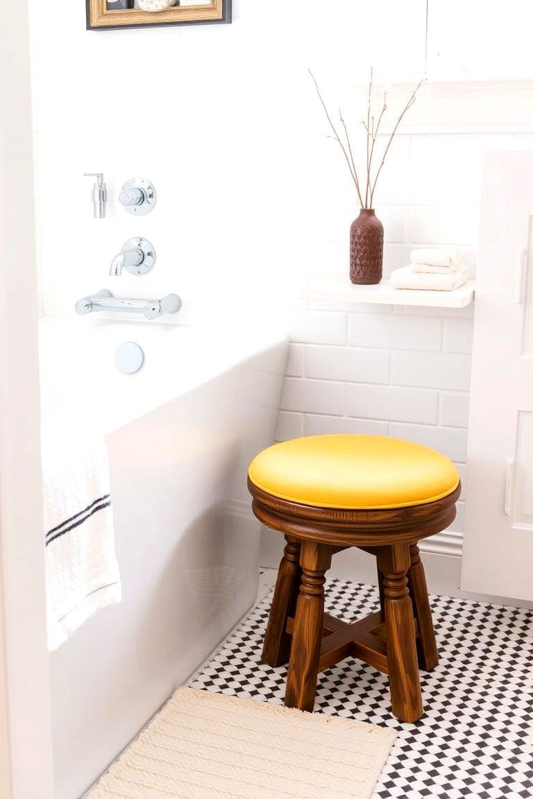 Green Stool with a Yellow Cushion - 24 Yellow and Green Bathroom Ideas