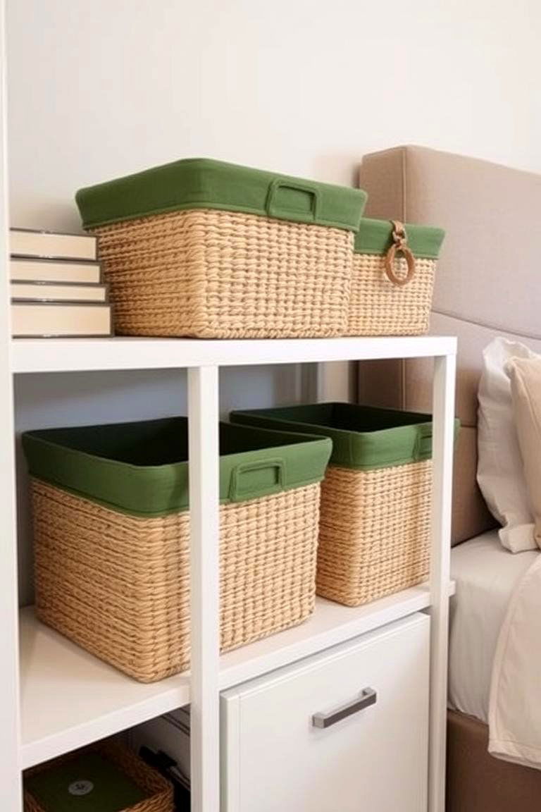 Green Storage Baskets - 24 Green Bedroom Ideas