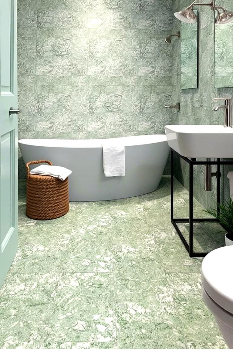 Green Terrazzo Tiles - 24 Green Bathroom Tile Ideas