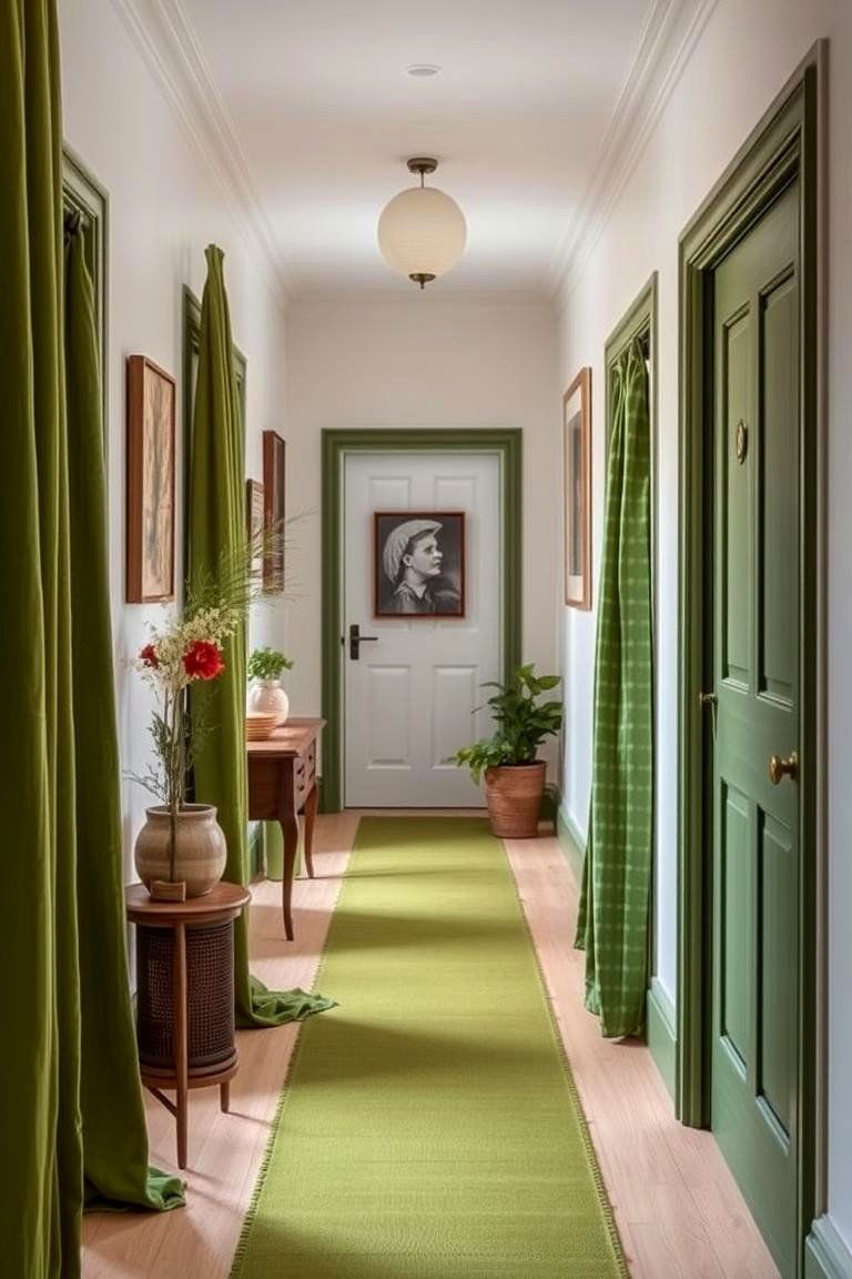 Green Textile Accents - 24 Green Hallway Ideas
