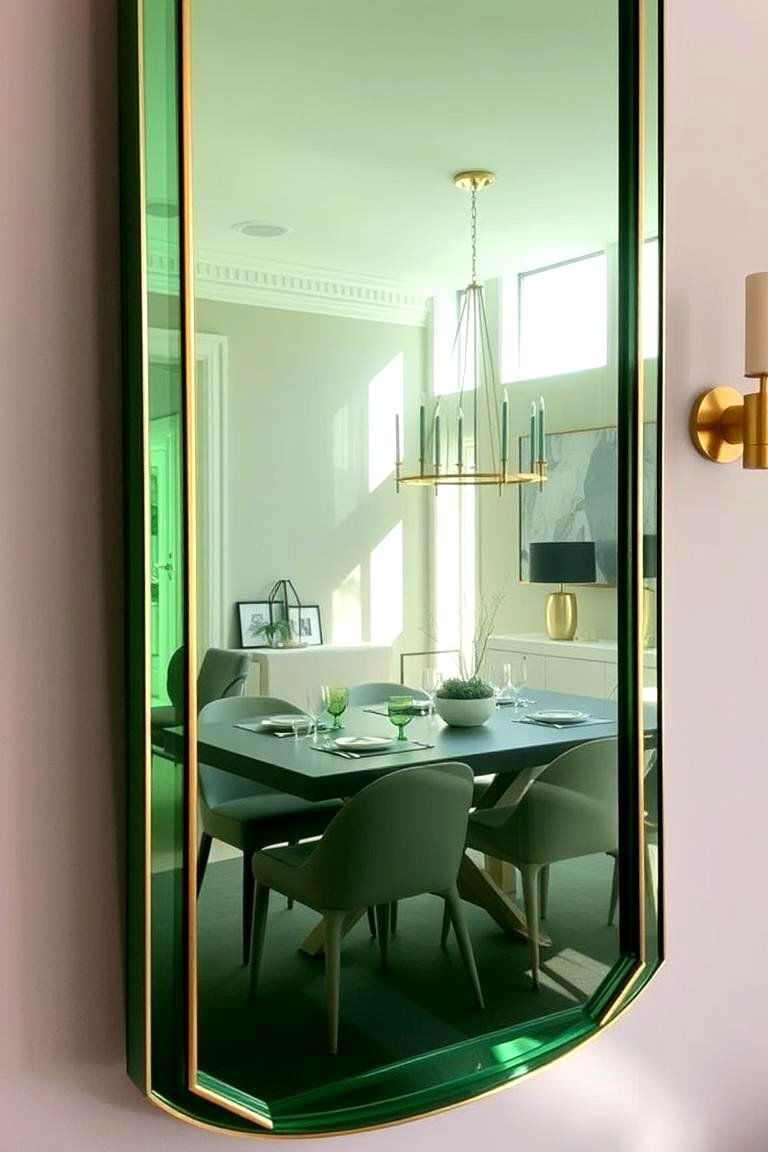 Green Tinted Mirrors for a Touch of Glamour - 24 Green Dining Room Ideas