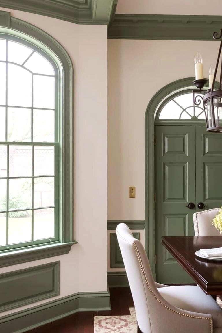 Green Trim on Windows and Doors for a Subtle Update - 24 Green Dining Room Ideas