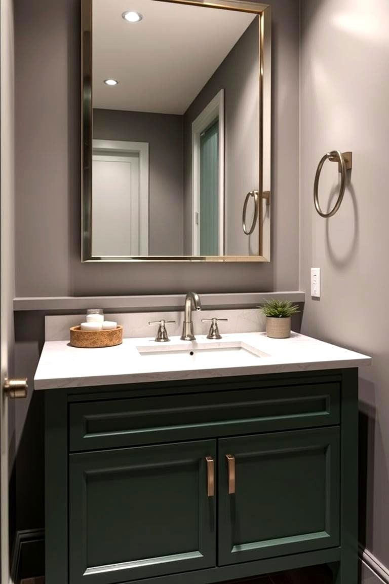 Green Vanity Detailing - 24 Green Powder Room Ideas