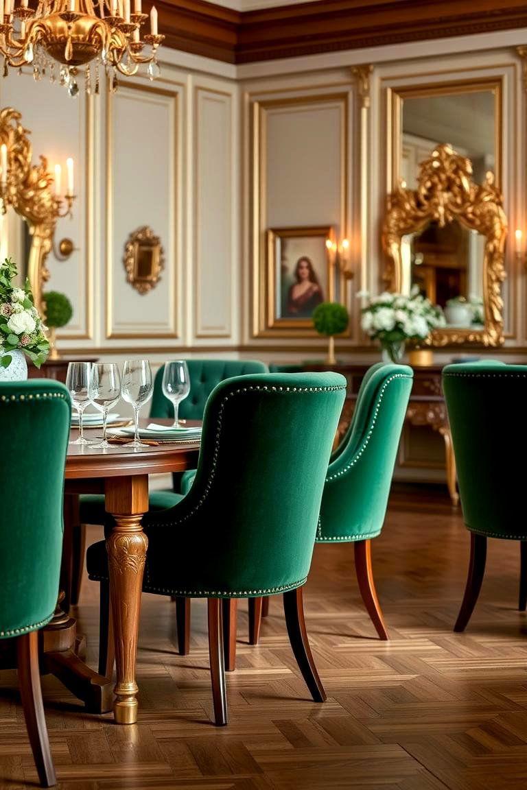 Green Velvet Upholstered Furniture for Luxe Comfort - 24 Green Dining Room Ideas