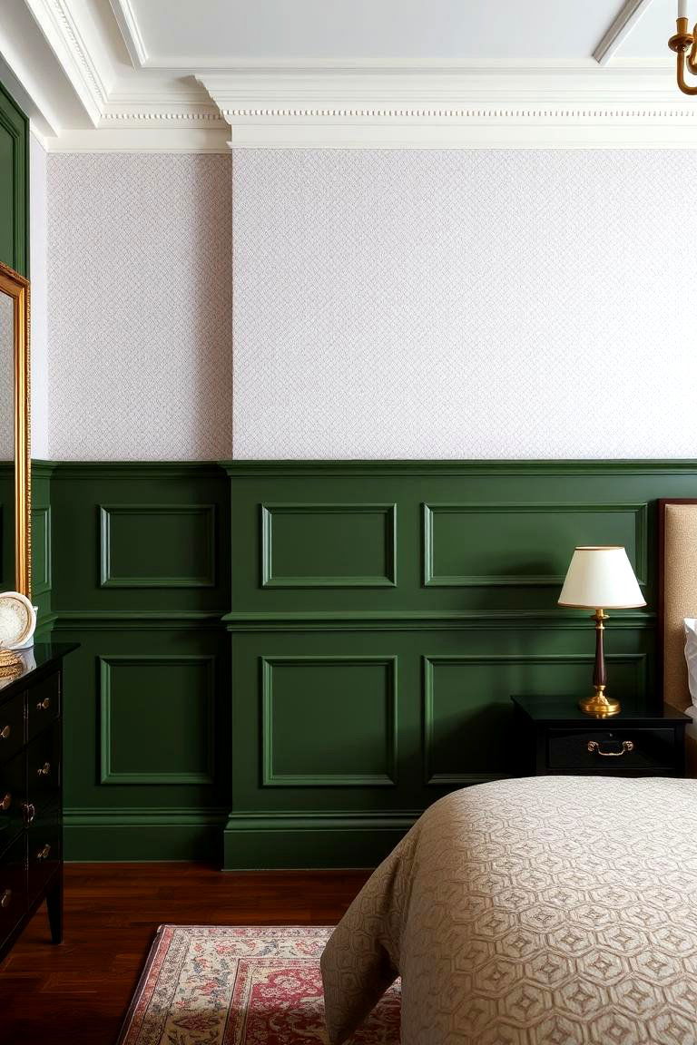 Green Wainscoting for Subtle Style - 24 Green Panelling Bedroom Ideas