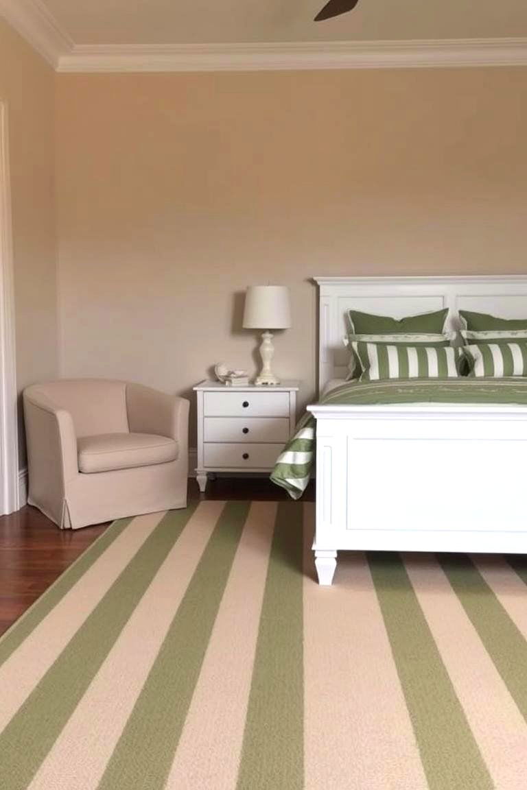 Green and Beige Striped Patterns - 24 Green and Beige Bedroom Ideas