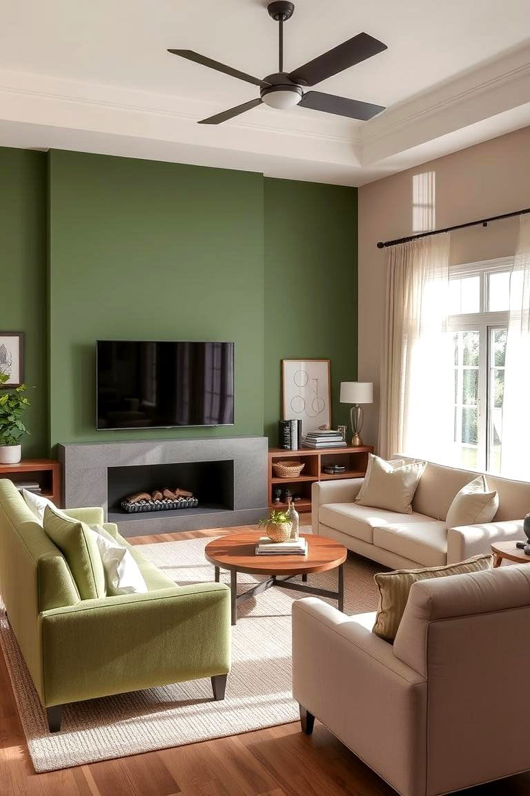 Green and Beige for a Subtle Natural Feel - 24 Green Accent Wall Ideas