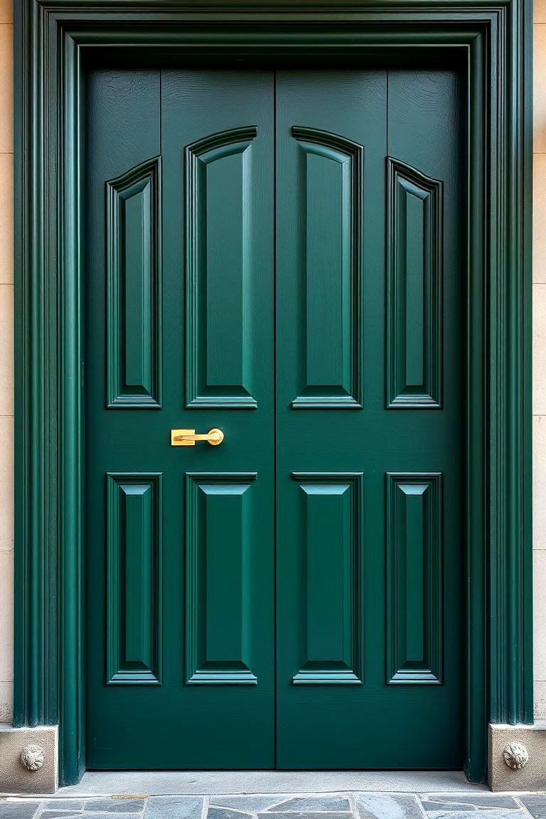 Green and Gold Accented Door - 24 Green Front Door Ideas