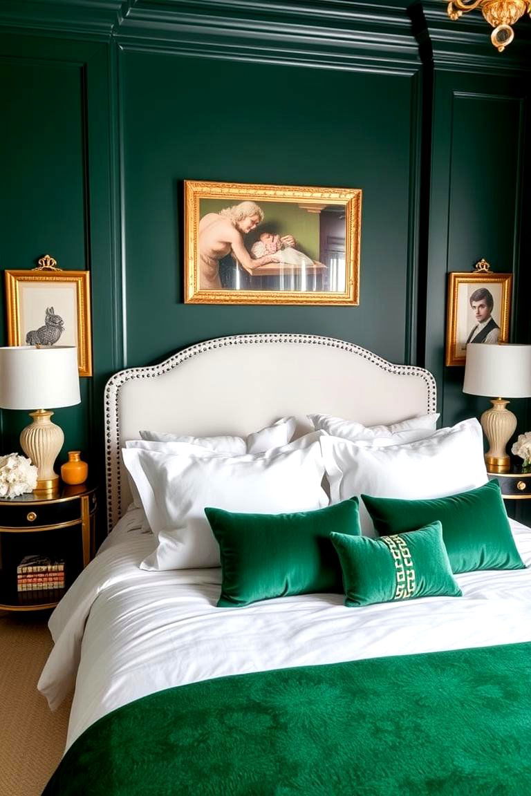 Green and Gold Accents - 24 Green Bedroom Ideas