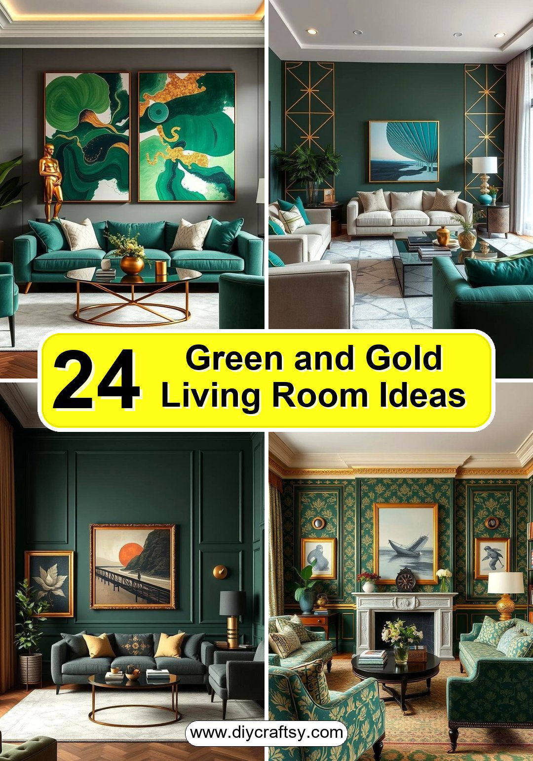 Green and Gold Living Room Ideas