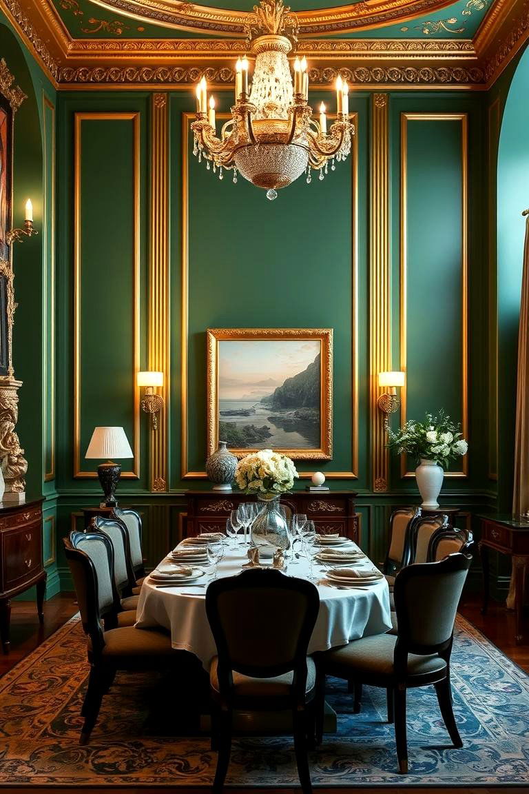 Green and Gold for a Luxe Elegant Ambiance - 24 Green Accent Wall Ideas