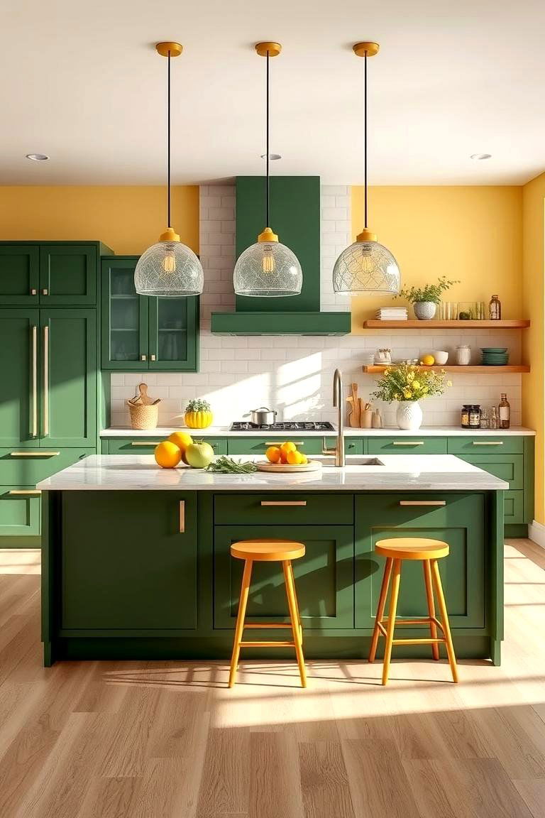 Green and Yellow Kitchen Islands - 24 Green and Yellow Kitchen Ideas
