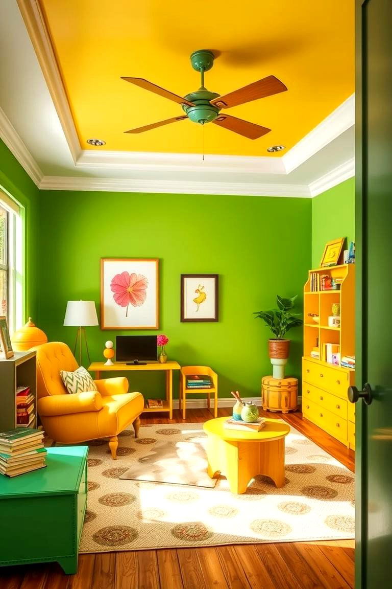 Green and Yellow for a Playful Cheerful Vibe - 24 Green Accent Wall Ideas