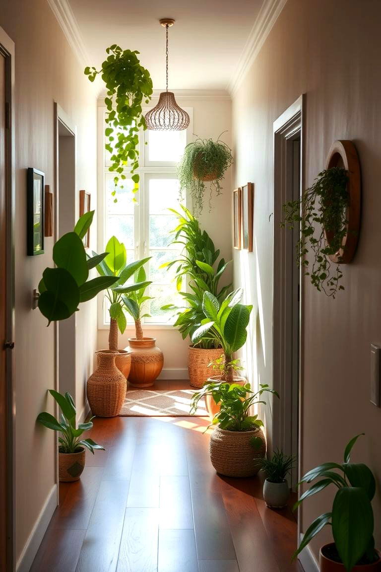 Greenery Nook with Indoor Plants - 24 Boho Hallway Ideas
