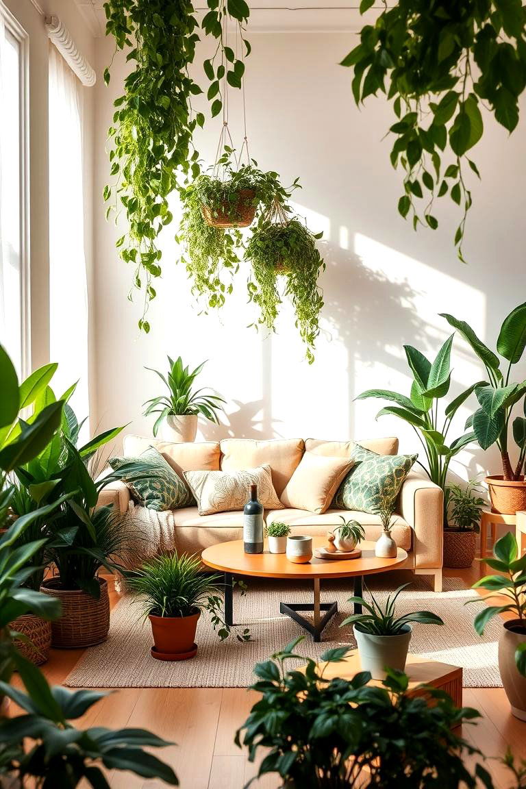 Greenery and Indoor Plants - 24 Beige Couch Living Room Ideas
