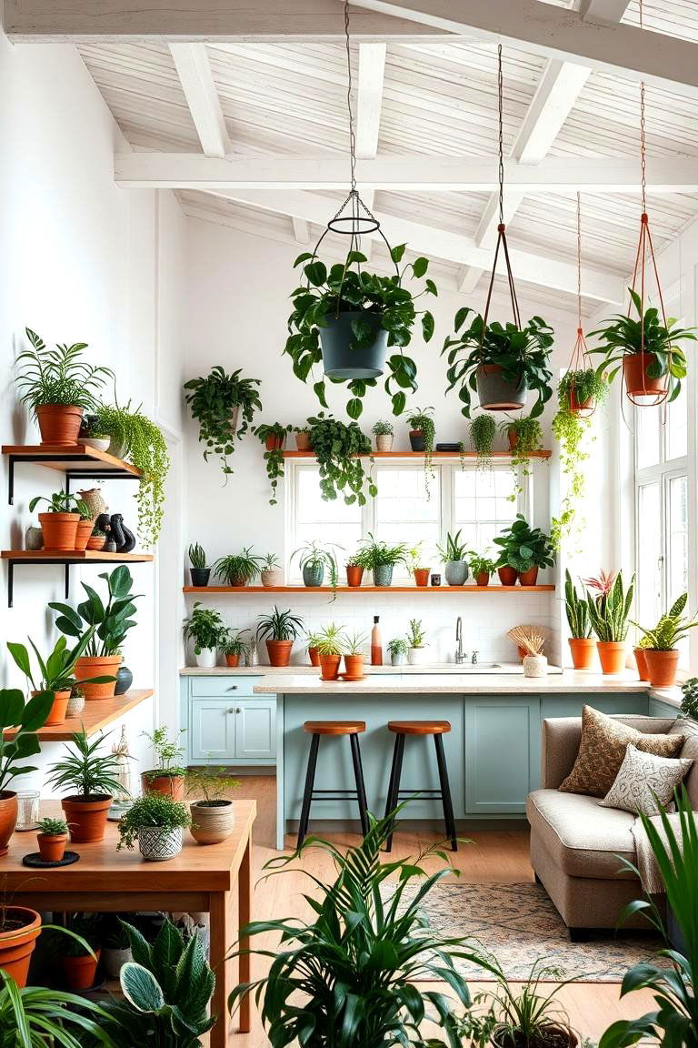 Greenery for a Fresh Look - 24 Open Kitchen Living Room Ideas