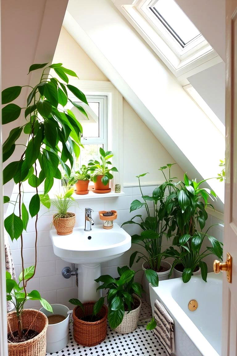 Greenery for a Refreshing Vibe - 24 Attic Bathroom Ideas