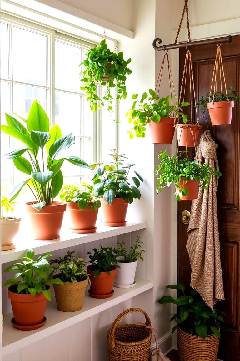 Greenery for a Touch of Nature - 24 Farmhouse Mudroom Ideas