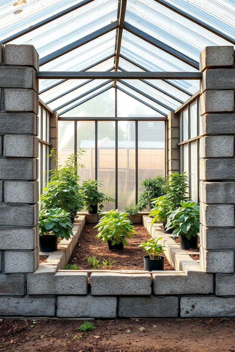 Greenhouse Frame - 24 Cinder Block Garden Ideas