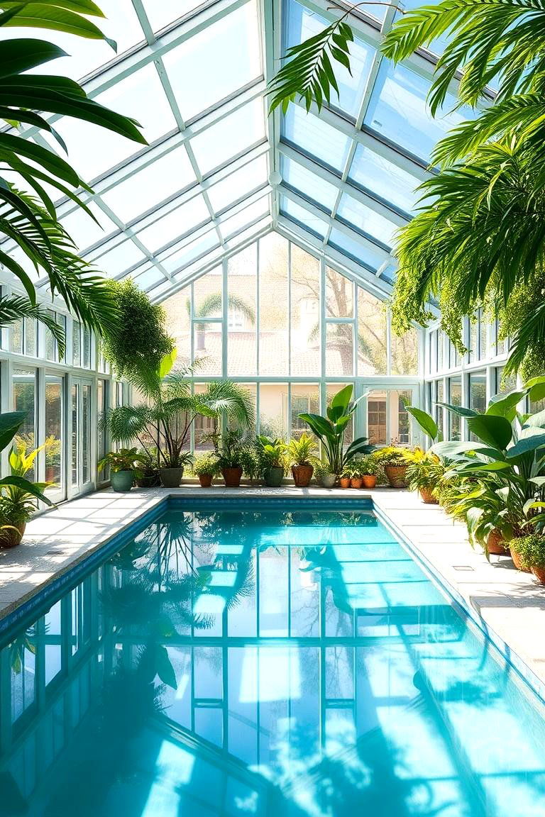 Greenhouse Style Indoor Pool Enclosure - 24 Indoor Pool Ideas