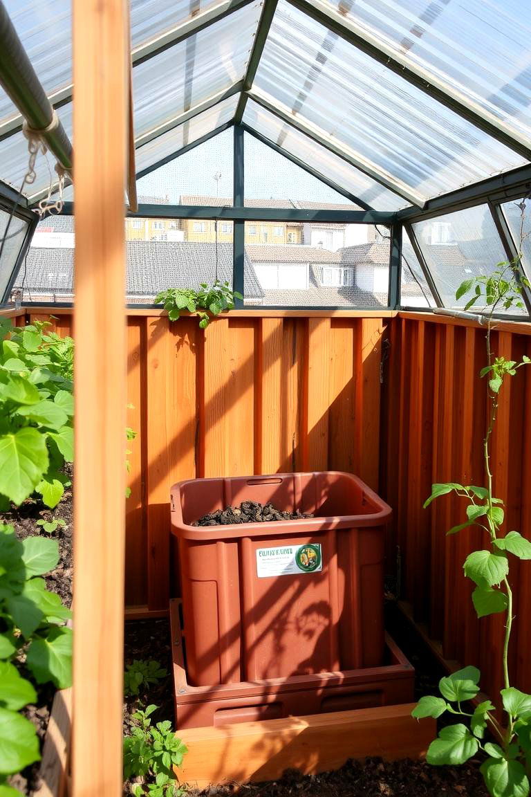 Greenhouse with Built in Composting System - 24 Rooftop Greenhouse Ideas