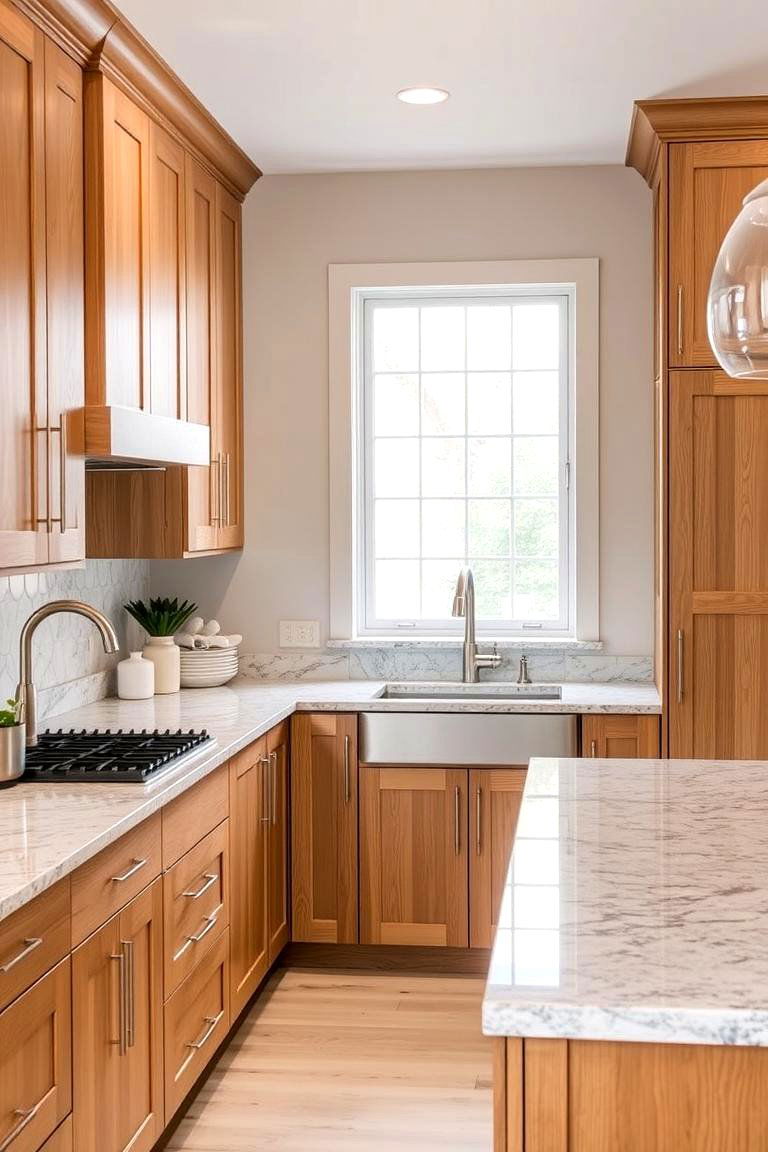 Greige Quartz - 24 what color countertops go with oak cabinets
