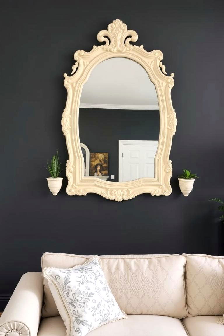 Grey Accent Wall with Cream Decor - 24 Grey and Cream Living Room Ideas