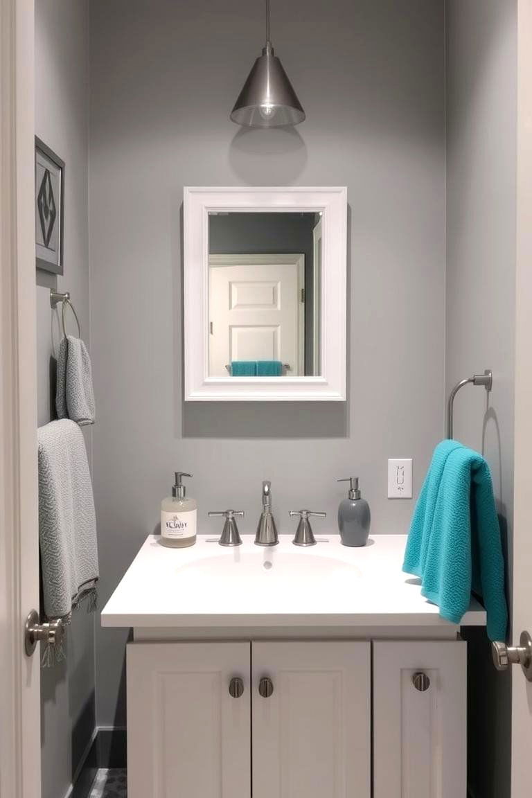 Grey Accessories with Pops of Color - 24 Grey Bathroom Ideas