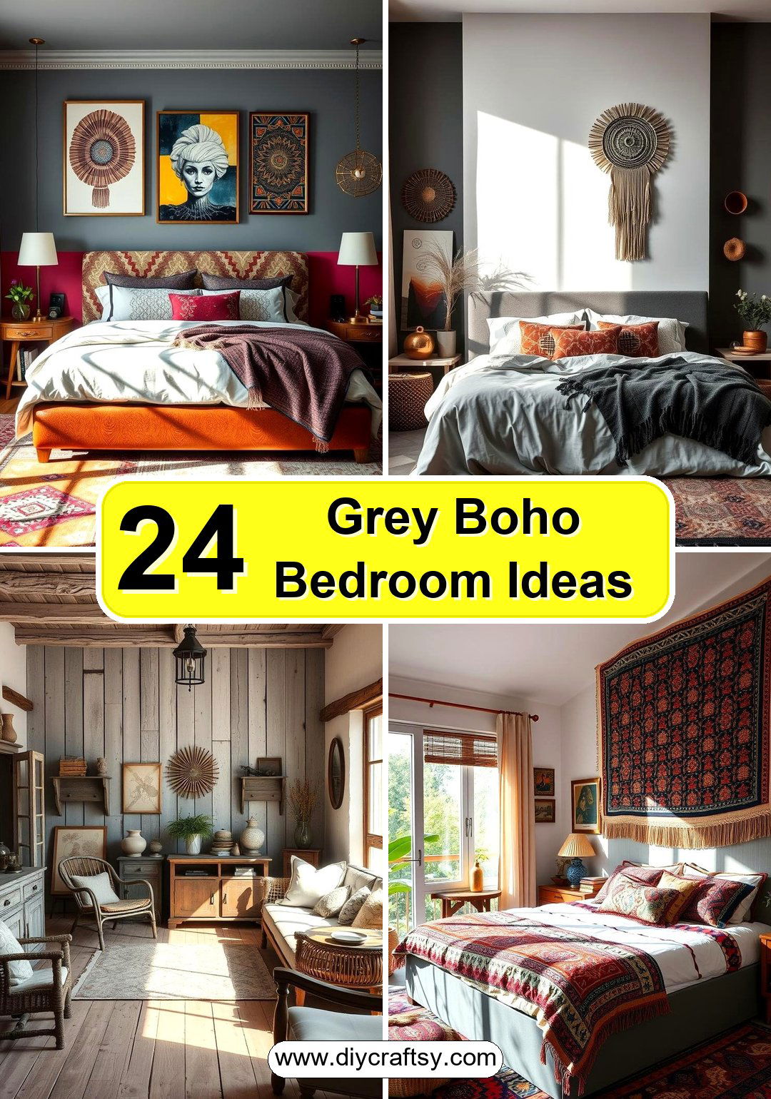 Grey Boho Bedroom Ideas