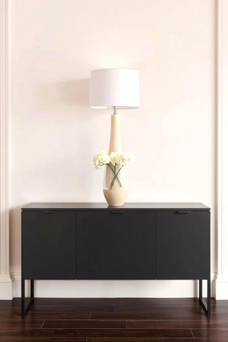 Grey Console Table with Cream Accents - 24 Grey and Cream Living Room Ideas