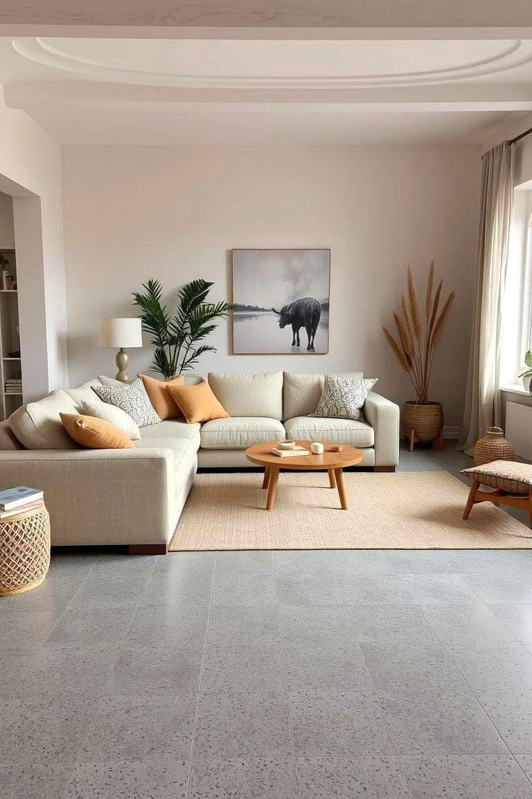 Grey Cork Flooring for Comfort and Sound Absorption - 24 grey flooring living room ideas