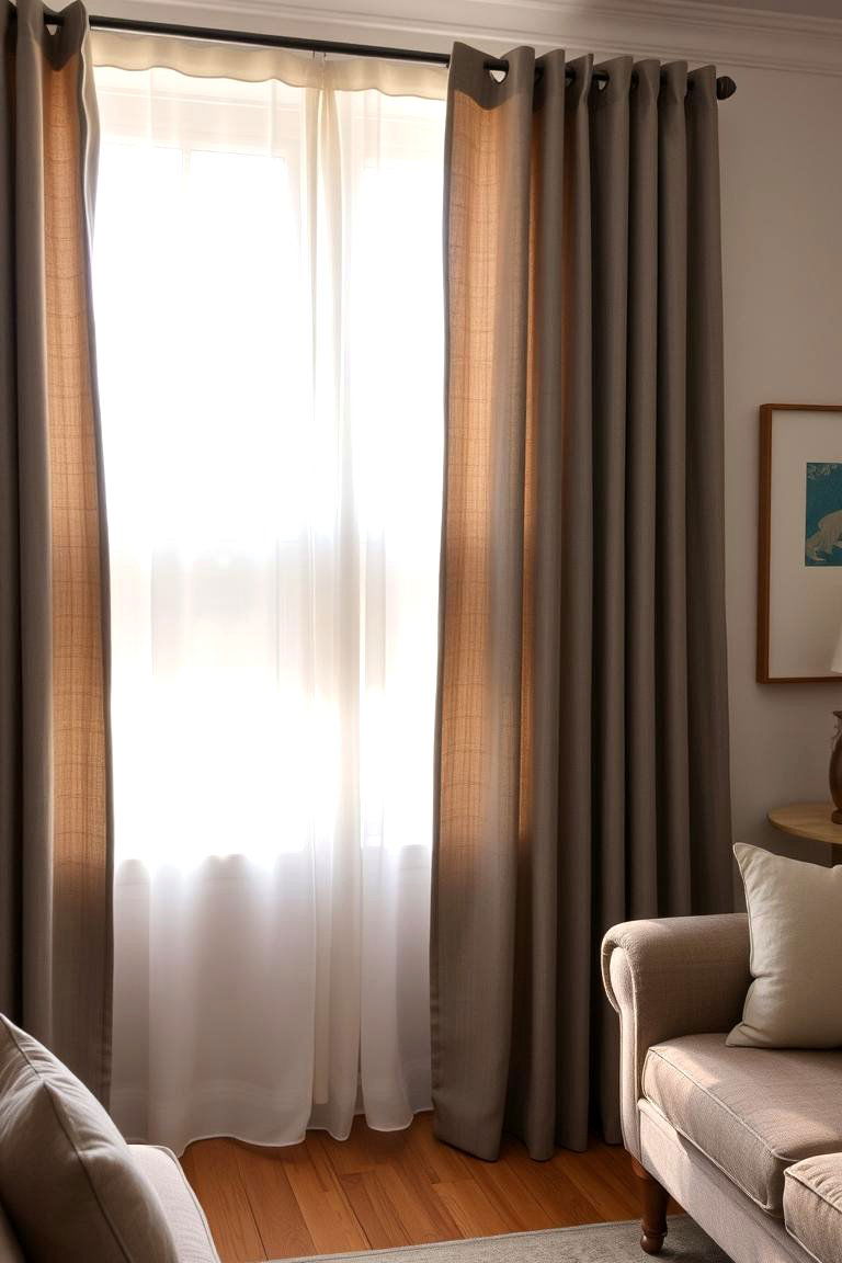 Grey Curtains with Cream Sheers - 24 Grey and Cream Living Room Ideas
