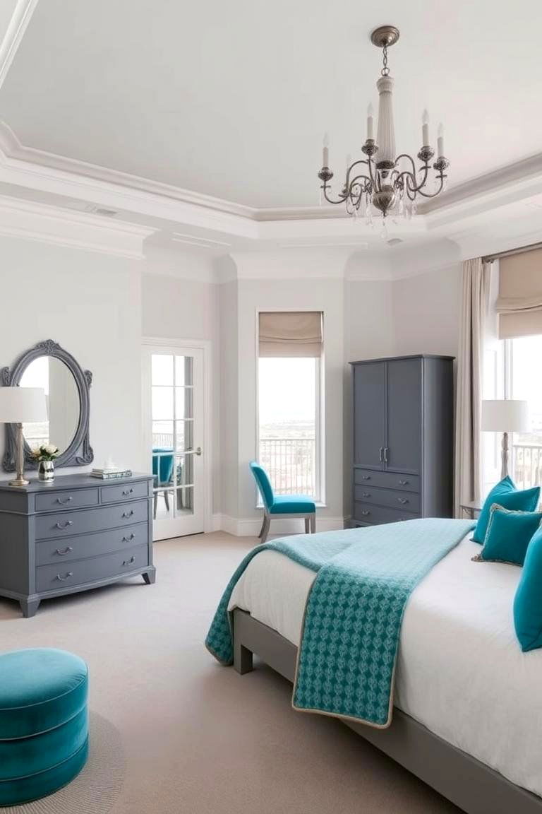 Grey Elegance in Furniture - 24 Teal and Grey Bedroom Ideas