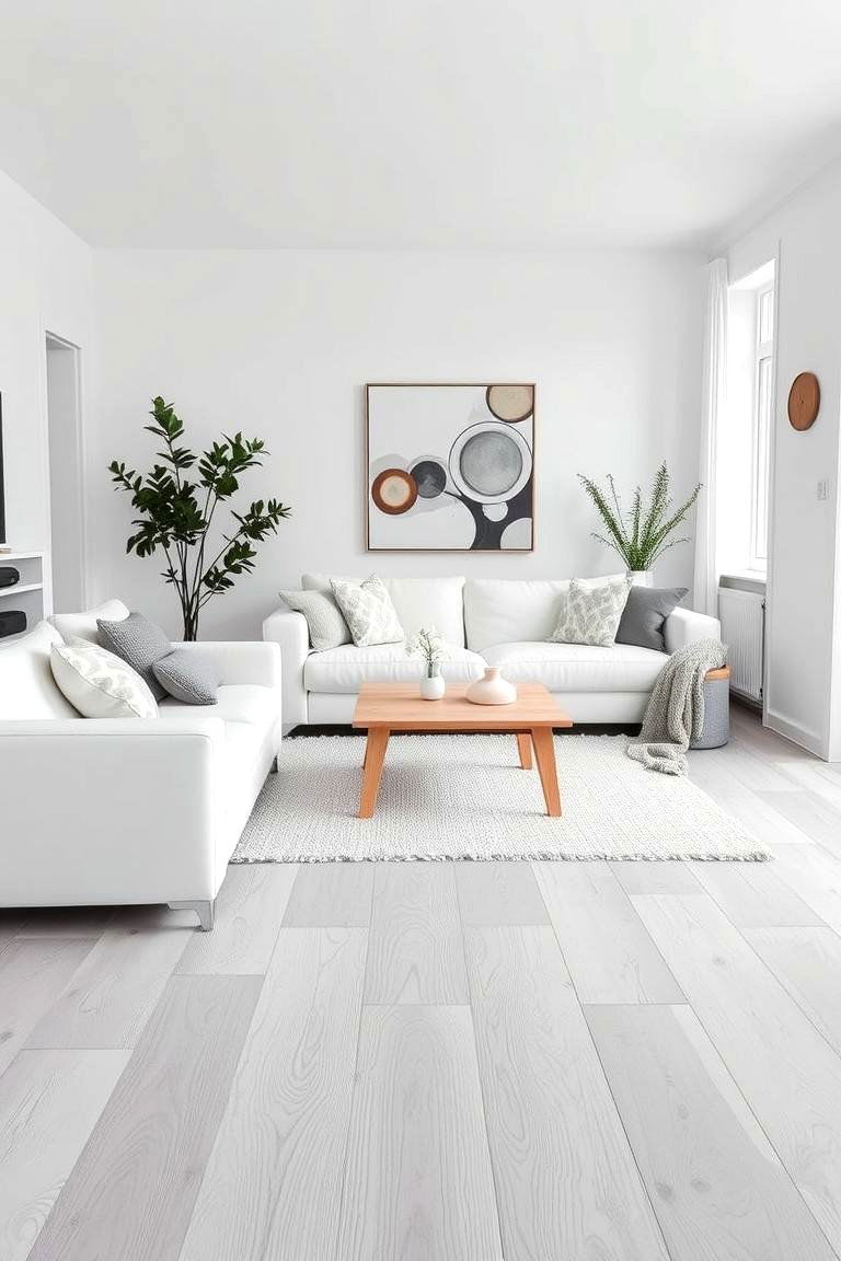 Grey Engineered Wood with Scandinavian Minimalism - 24 grey flooring living room ideas