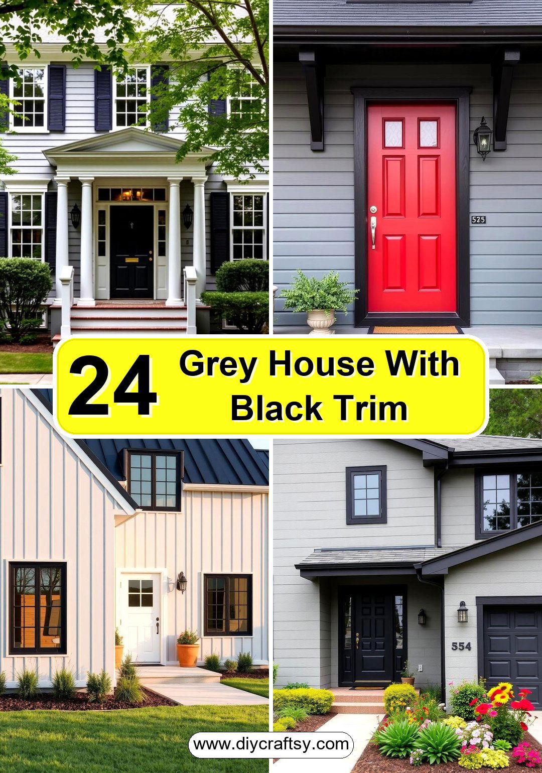 Grey House With Black Trim
