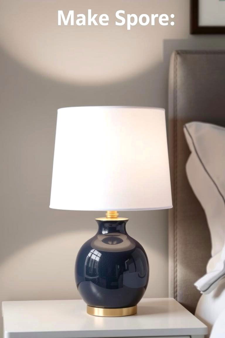 Grey Lamps with Navy Blue Bases or Shades - 24 Navy Blue and Grey Bedroom Ideas