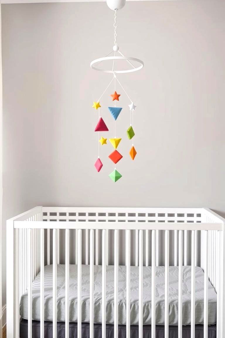 Grey Mobile with Colorful Details - 24 Grey Nursery Ideas