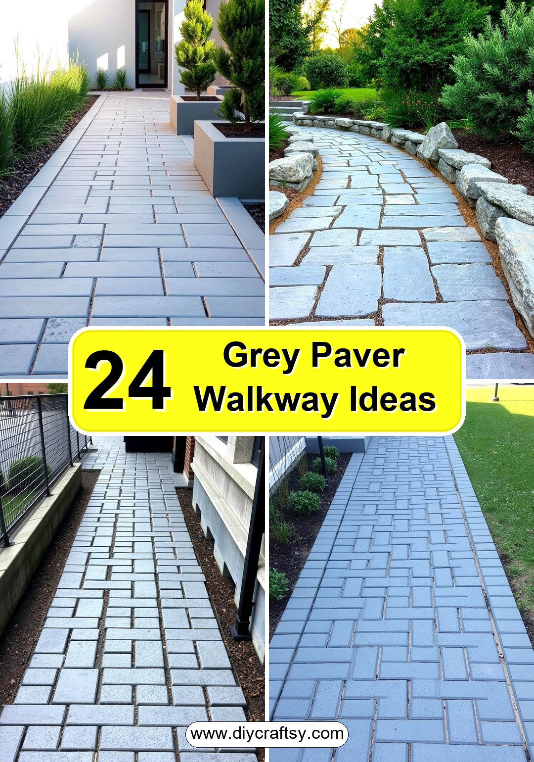 Grey Paver Walkway Ideas