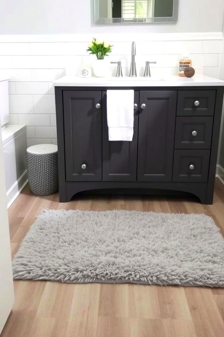 Grey Plush Rugs for Comfort - 24 Grey Bathroom Ideas