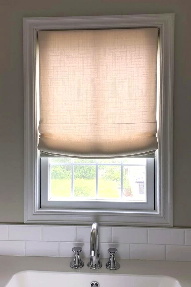 Grey Roman Shade for Window Treatment - 24 Grey Bathroom Ideas