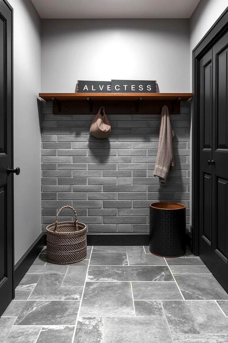 Grey Stone Look Tiles for an Industrial Vibe - 24 Mudroom Tile Floor Ideas
