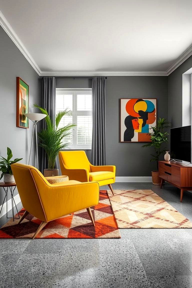 Grey Terrazzo Flooring for a Retro Modern Twist - 24 grey flooring living room ideas