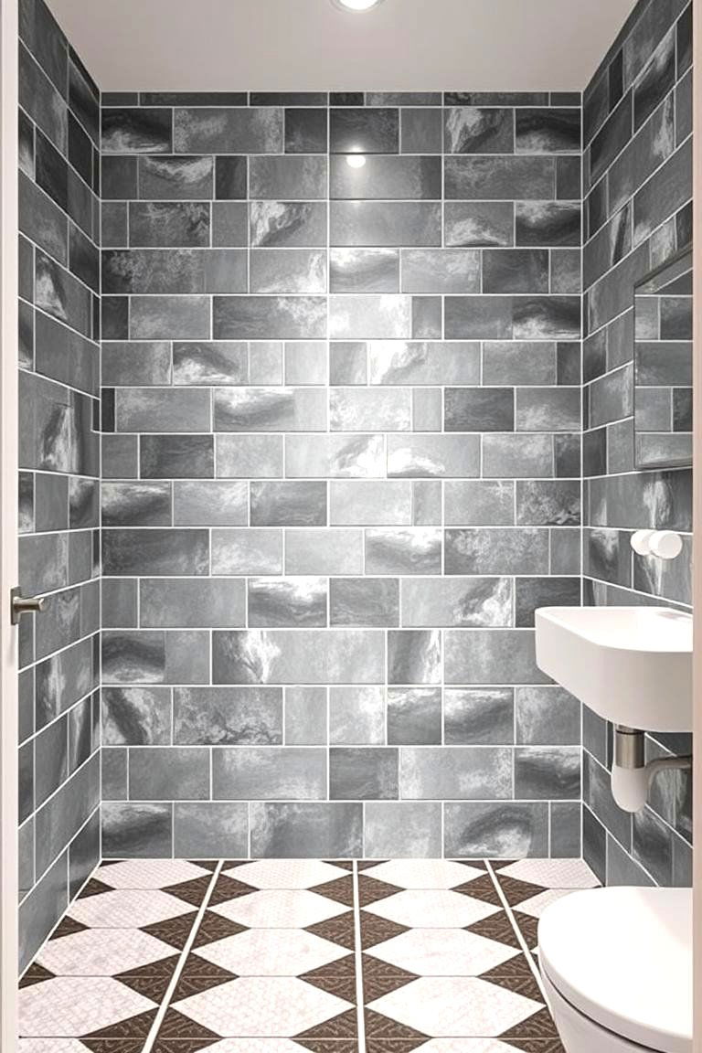Grey Tiles with Bold Patterns for Statement Walls - 24 Grey Tile Bathroom Ideas
