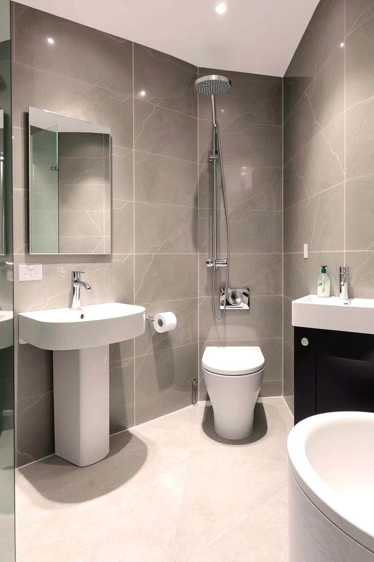 Grey Tiles with Glossy Finish for a Polished Look - 24 Grey Tile Bathroom Ideas