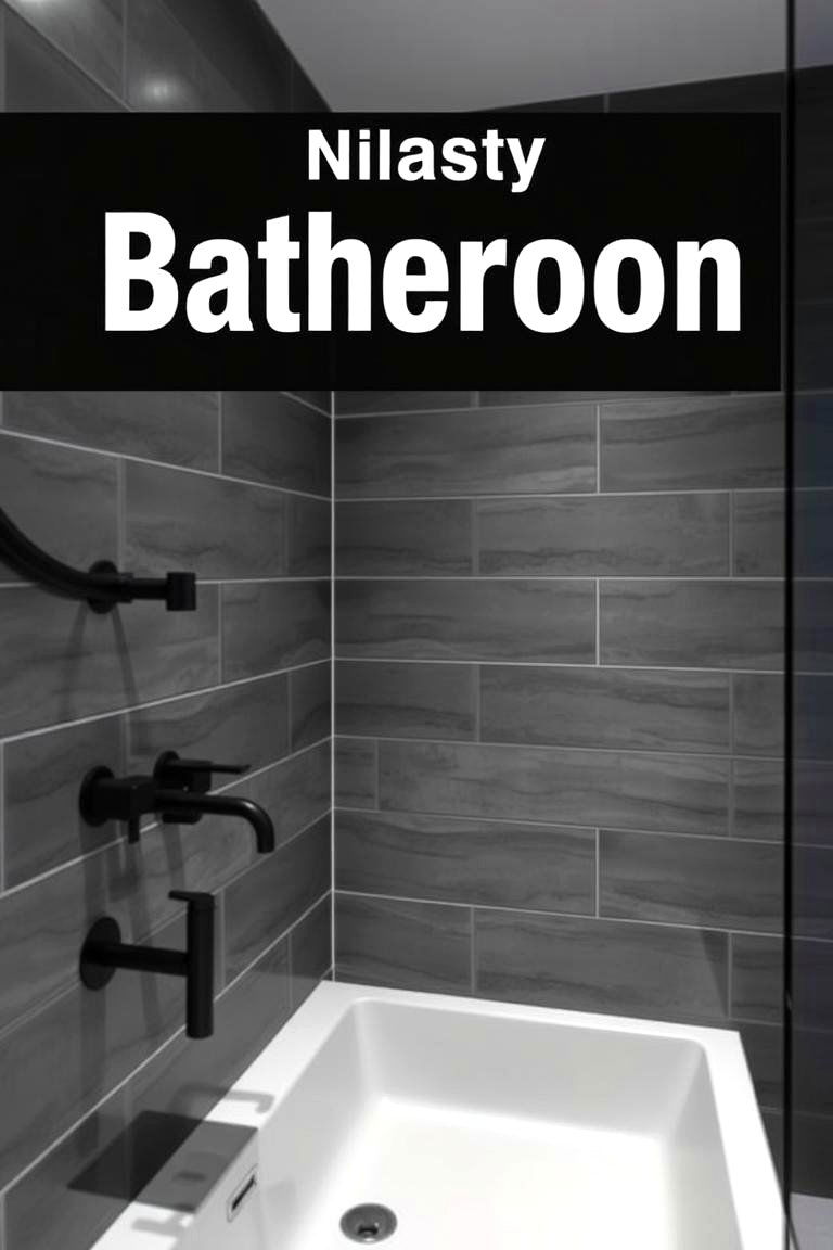 Grey Tiles with Matte Black Fixtures for a Modern Contrast - 24 Grey Tile Bathroom Ideas