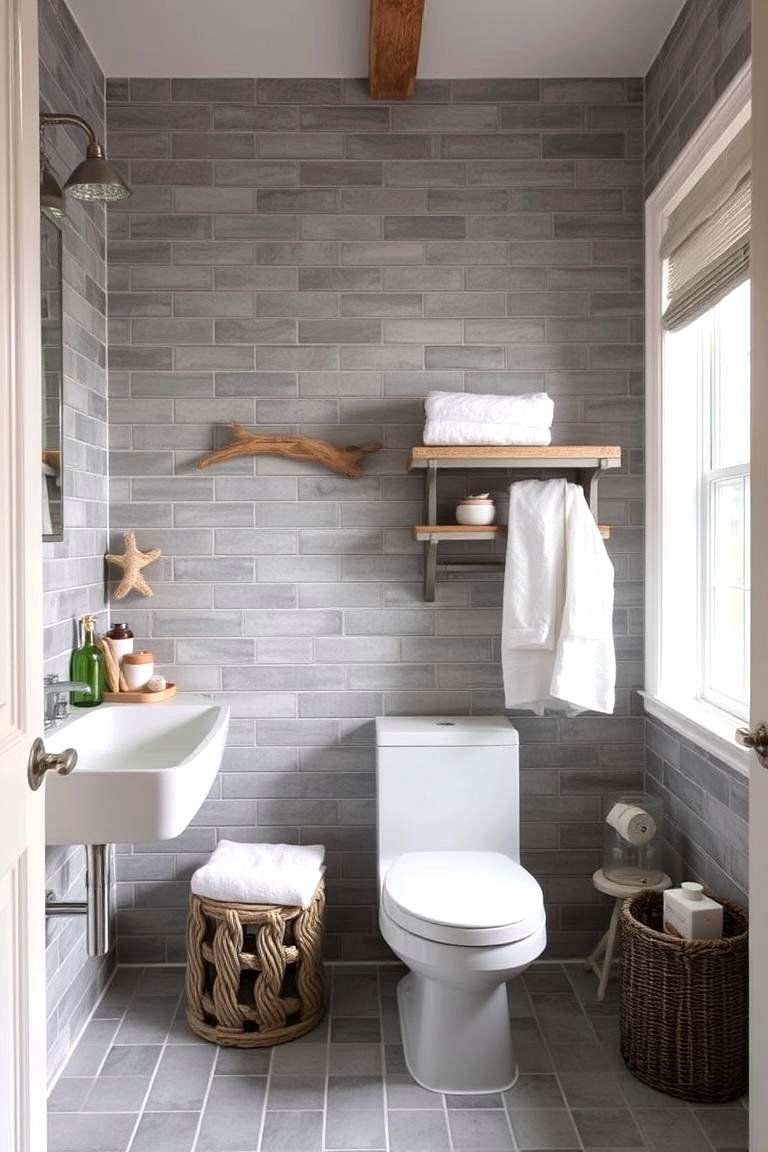 Grey Tiles with a Coastal Vibe - 24 Grey Tile Bathroom Ideas