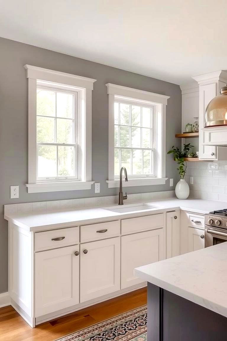 Grey Walls with Crisp White Trim Definition - 24 Grey and White Kitchen Designs